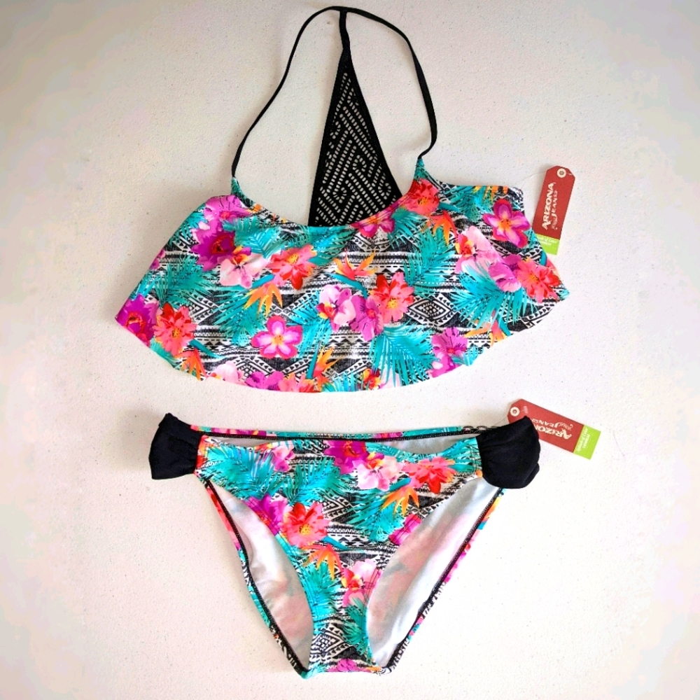 Arizona Jean Company Floral Flounce Bikini